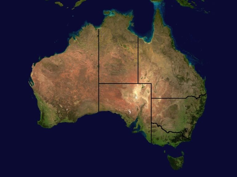 Map showing states of Australia