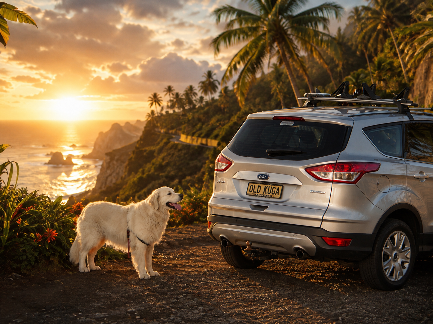 My Ford Kuga and my dog at the beach